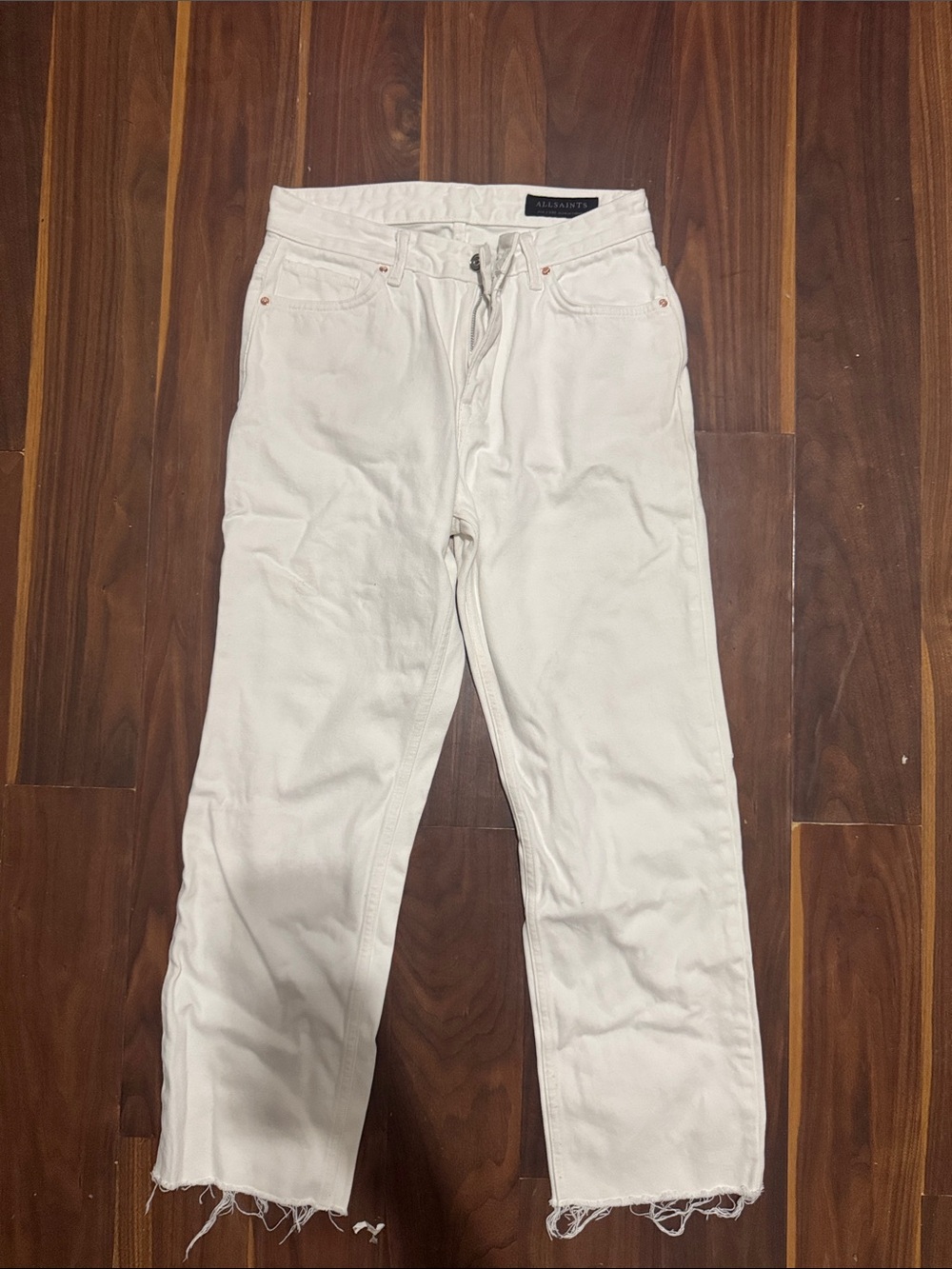 AllSaints White Straight-Leg Drawstring Chinos